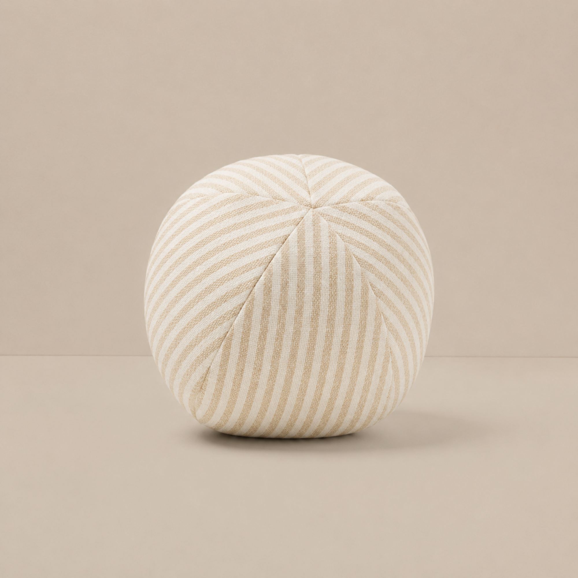 Totem Sphere Cushion in Oatmeal stripe, a round decorative ball cushion