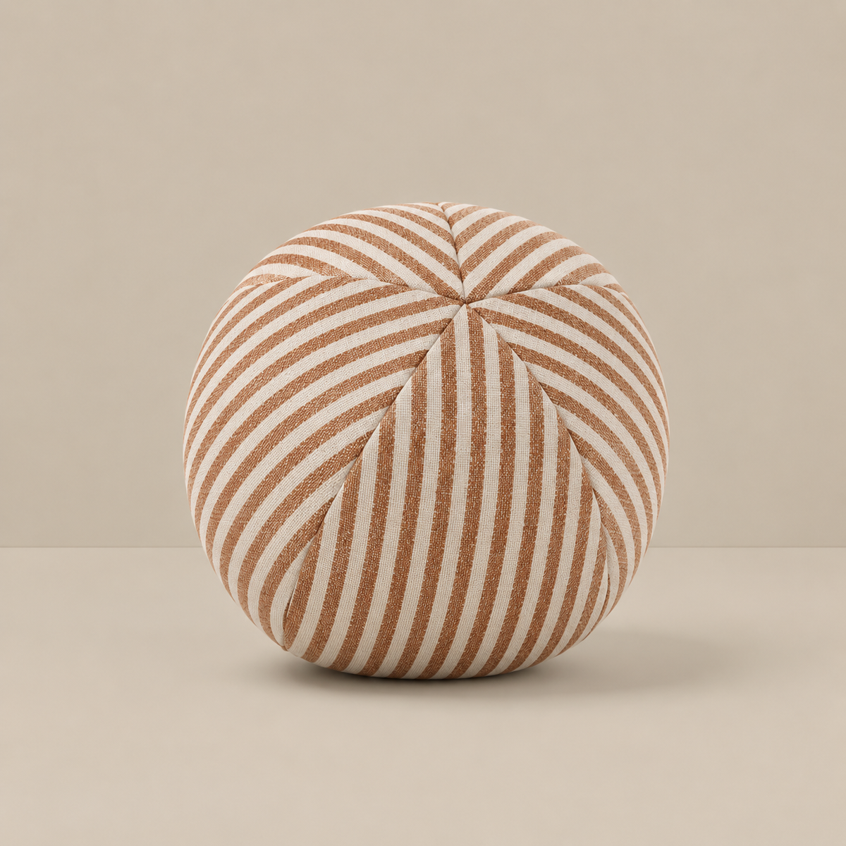 Totem Sphere Cushion in Gingerbread stripe, a round decorative ball cushion